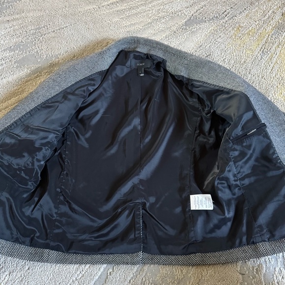 J. Crew wool blazer black white  Mini Dot Single Button preppy Career Jacket 2 - Picture 2 of 9